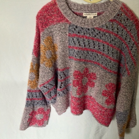 Sincerely Jules: Colorful Knit Wool Blend Sweater- Bell Sleeve- Cropped- M - Picture 15 of 16